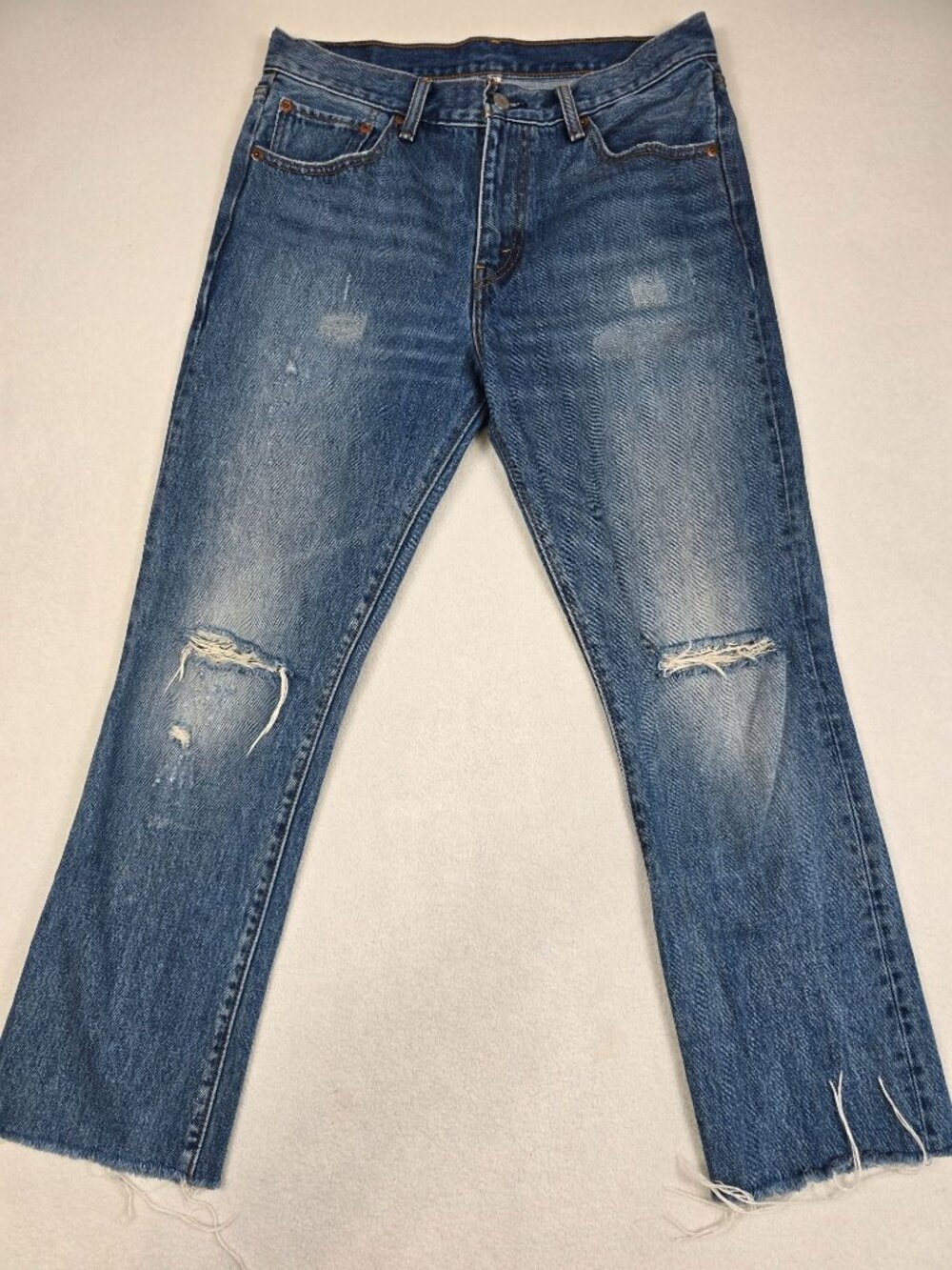 Levis Women W30 Distressed Denim Jeans Regular Fit Straight Leg
